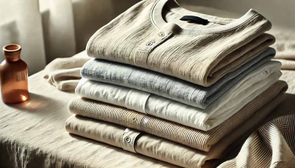 Stratificazione di capi primaverili in cotone e lino per look a cipolla"