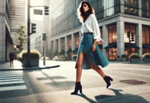 DENIM, MA EDUCATO: COME ADDOMESTICHIAMO JEANS E GONNE MIDI PER L’UFFICIO E IL WEEKEND