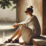ragazza seduta all’ombra